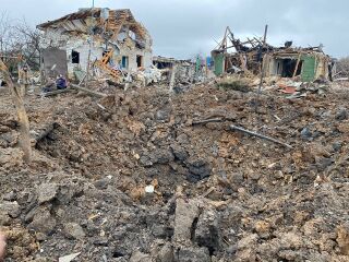 Destruction by Russian attack of peasant village of Yakovlivka in Kharkiv.jpg